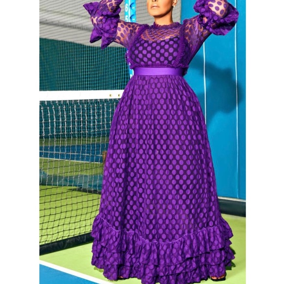 Eien Dresses & Skirts - NWOT! Purple Polka Dot Sheer Dress